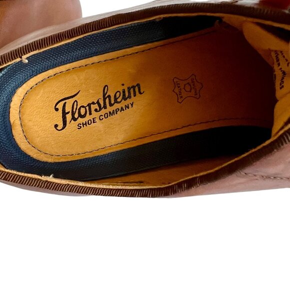 Florsheim Mens Leather Cognac Lace Up Oxford Dress shoes men US 9 EU 42 new
